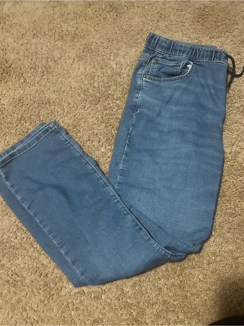Boy’s Blue Elastic-Waist Denim Jogger Jeans